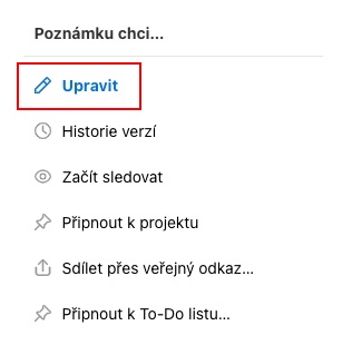 Jak upravit poznámku.
