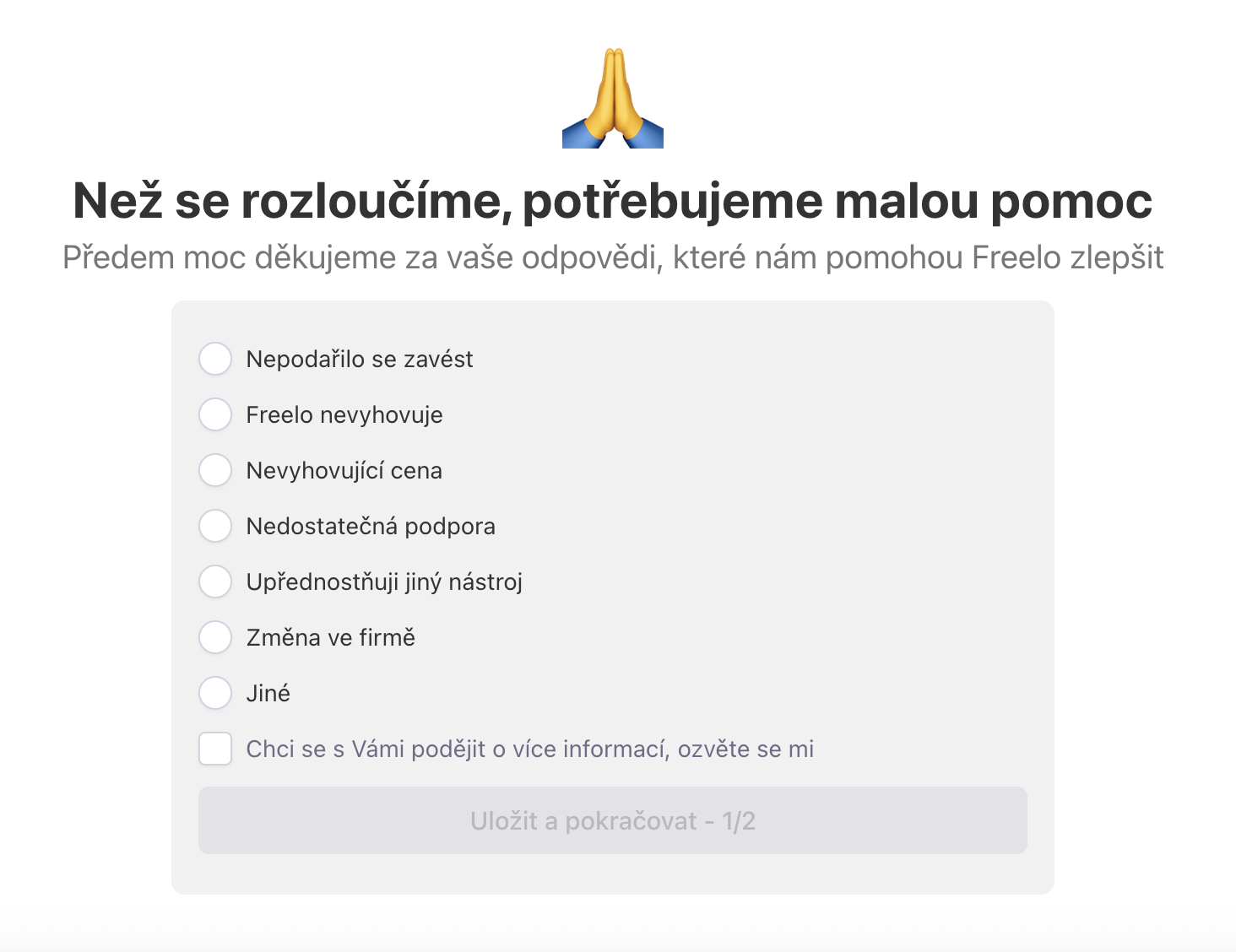 Sdílejte s námi zpětnou vazbu, která nám pomůže Freelo zlepšit.