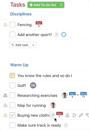 Set the order of the tasks in one To-Do list.
