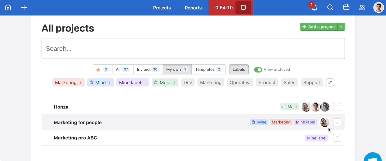 Removing Project label.