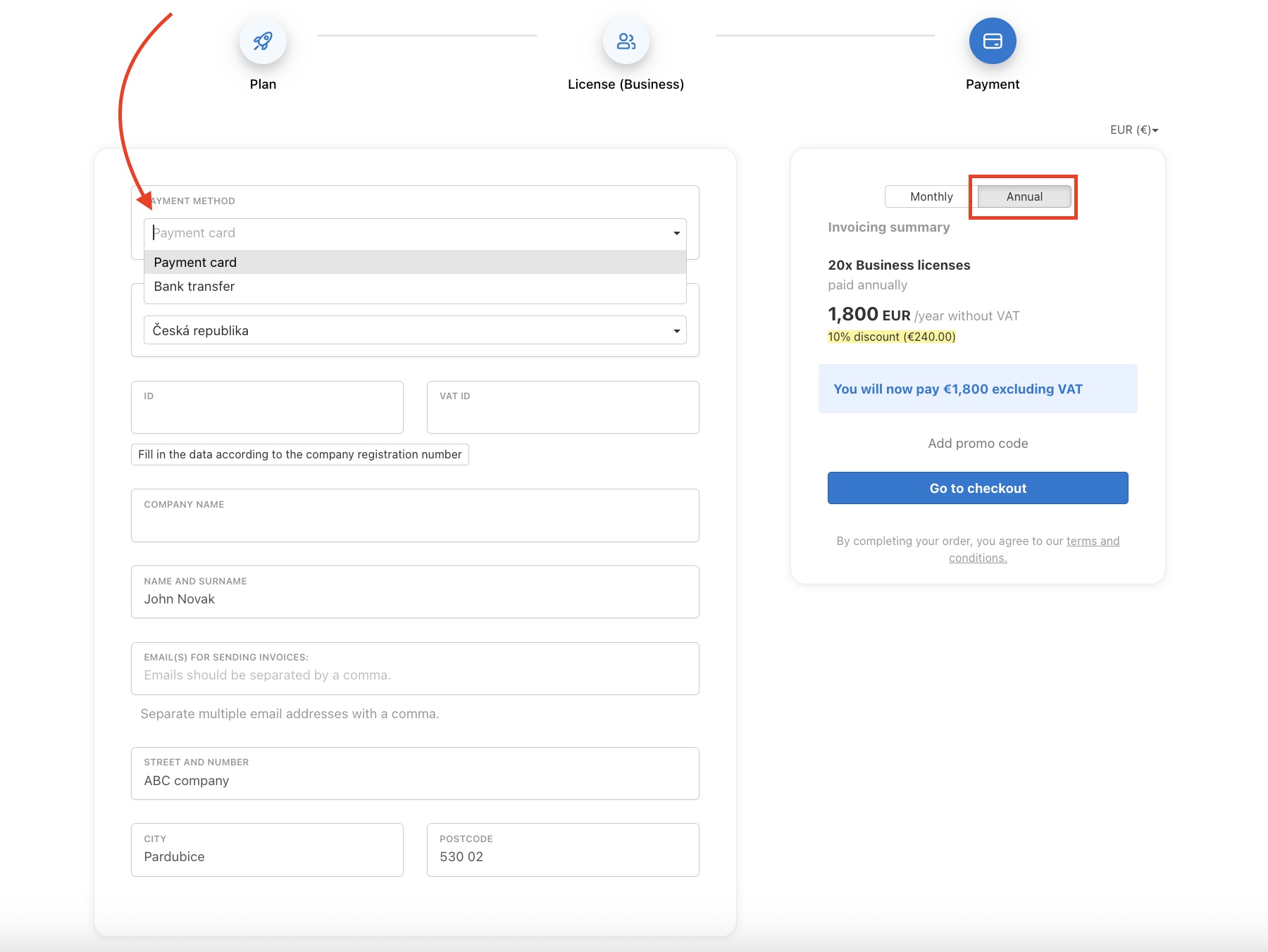 How to order a Freelo Business plan.