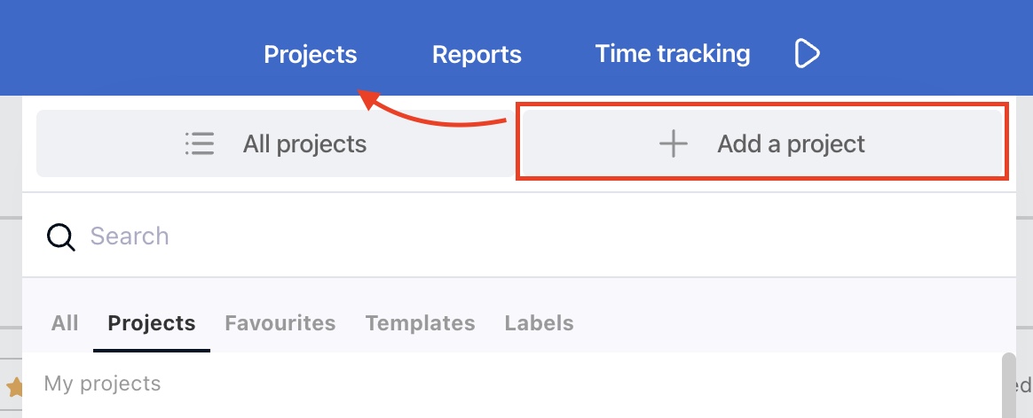 How to create a Project from the Project section.