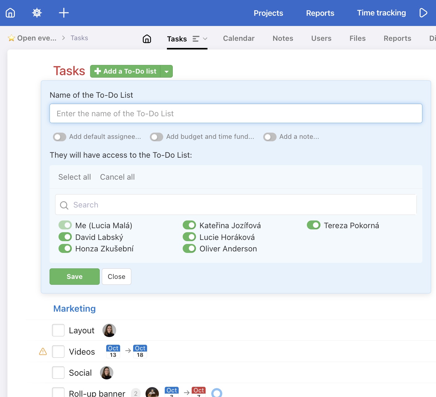 Creating a new To-Do list including setting its budget and time fund.