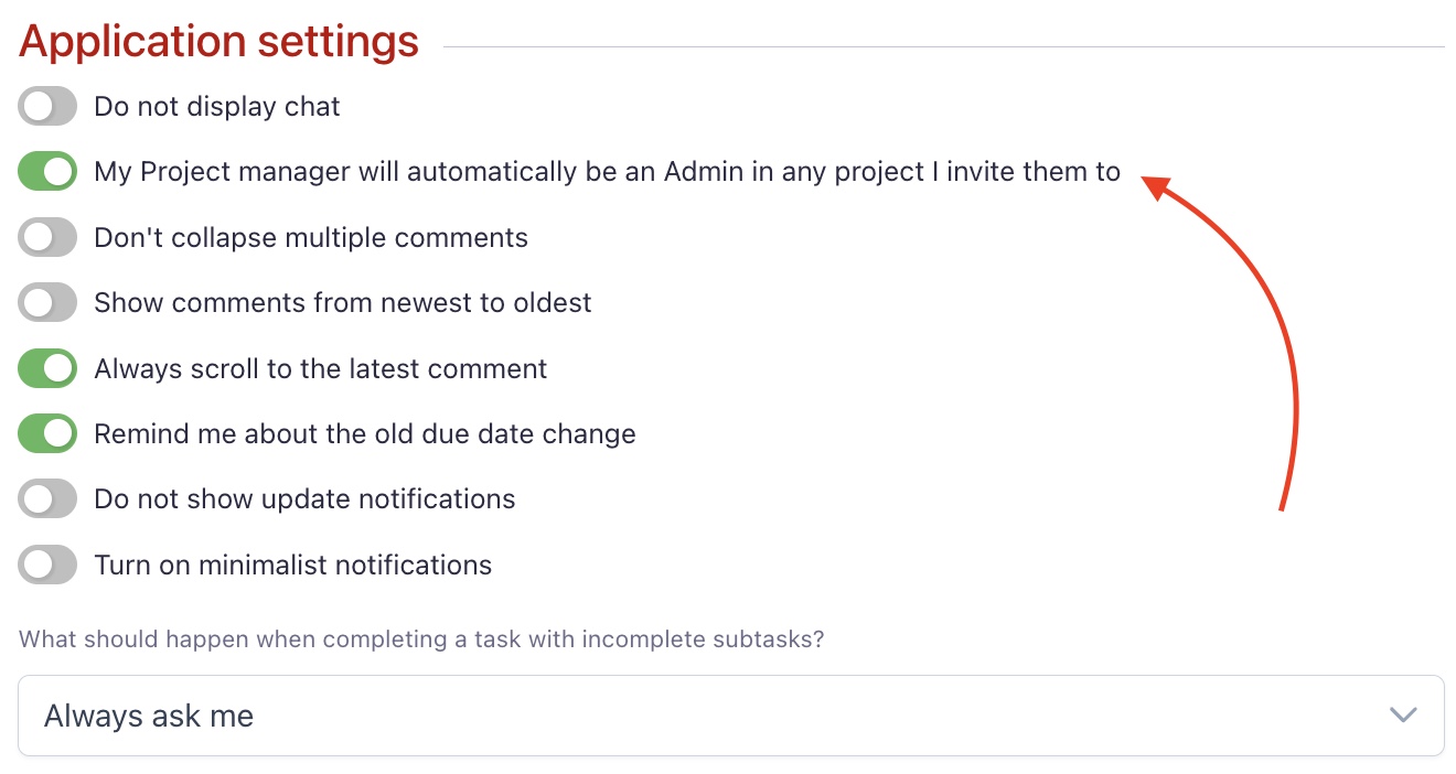 Set up Project managers as Admins automatically.