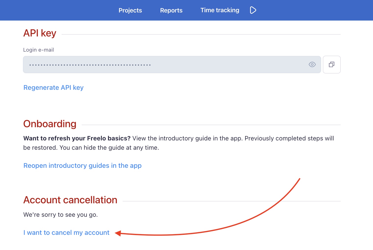 Example of how to cancel your account.