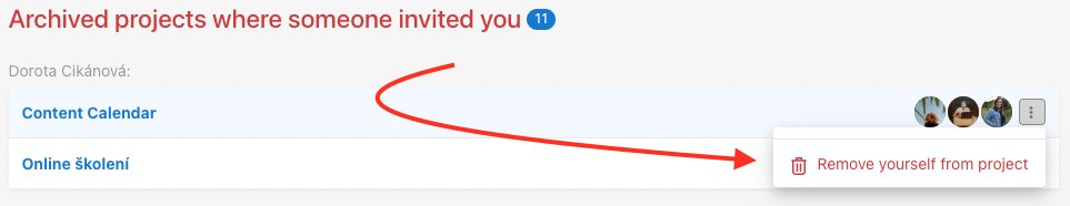This is where you can remove yourself from the archived project.