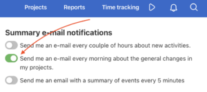 Example of notification settings every morning with a summary.