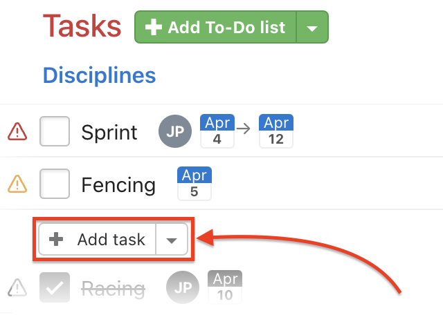 How to add tasks on project detail.