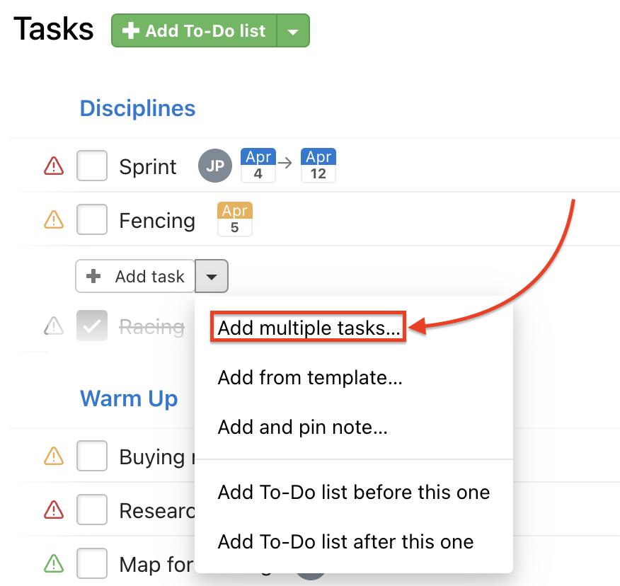 How to create tasks in bulk.