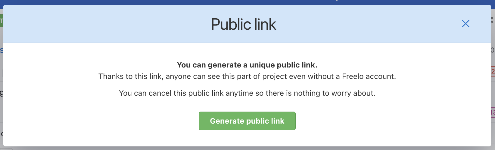 Confirm generating a public link.