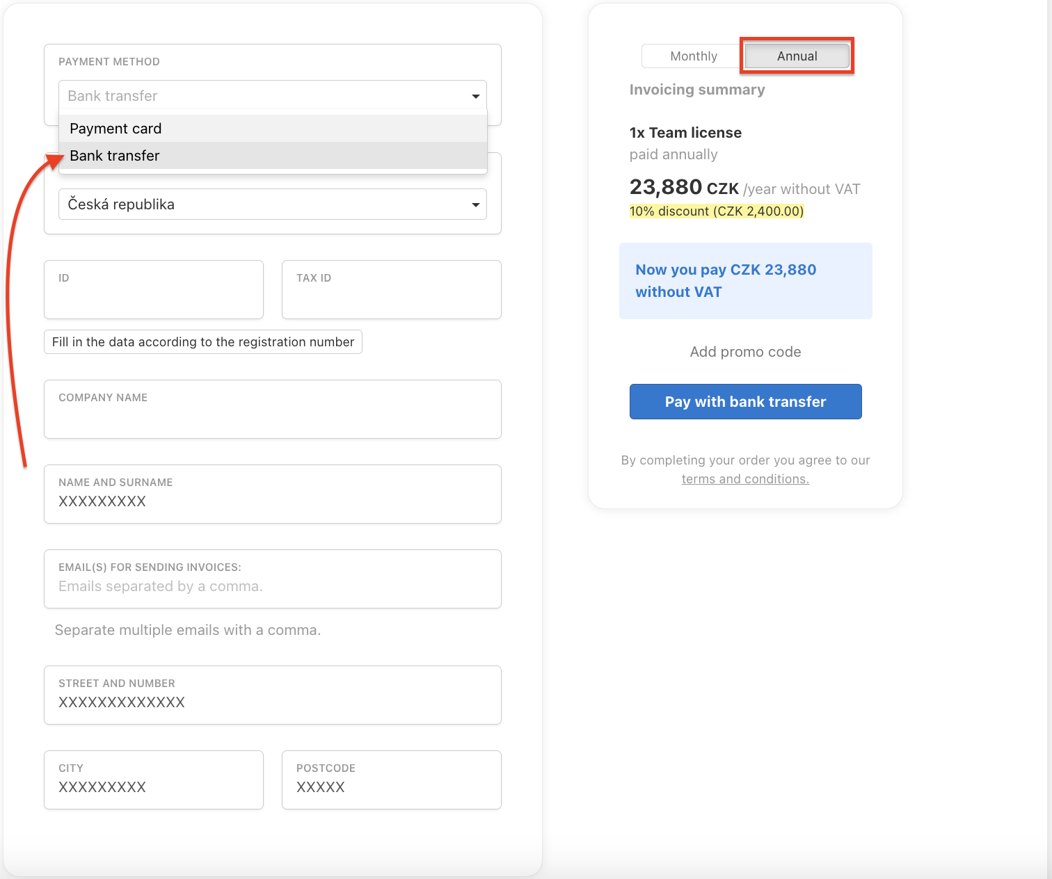 How to order a Freelo paid plan.