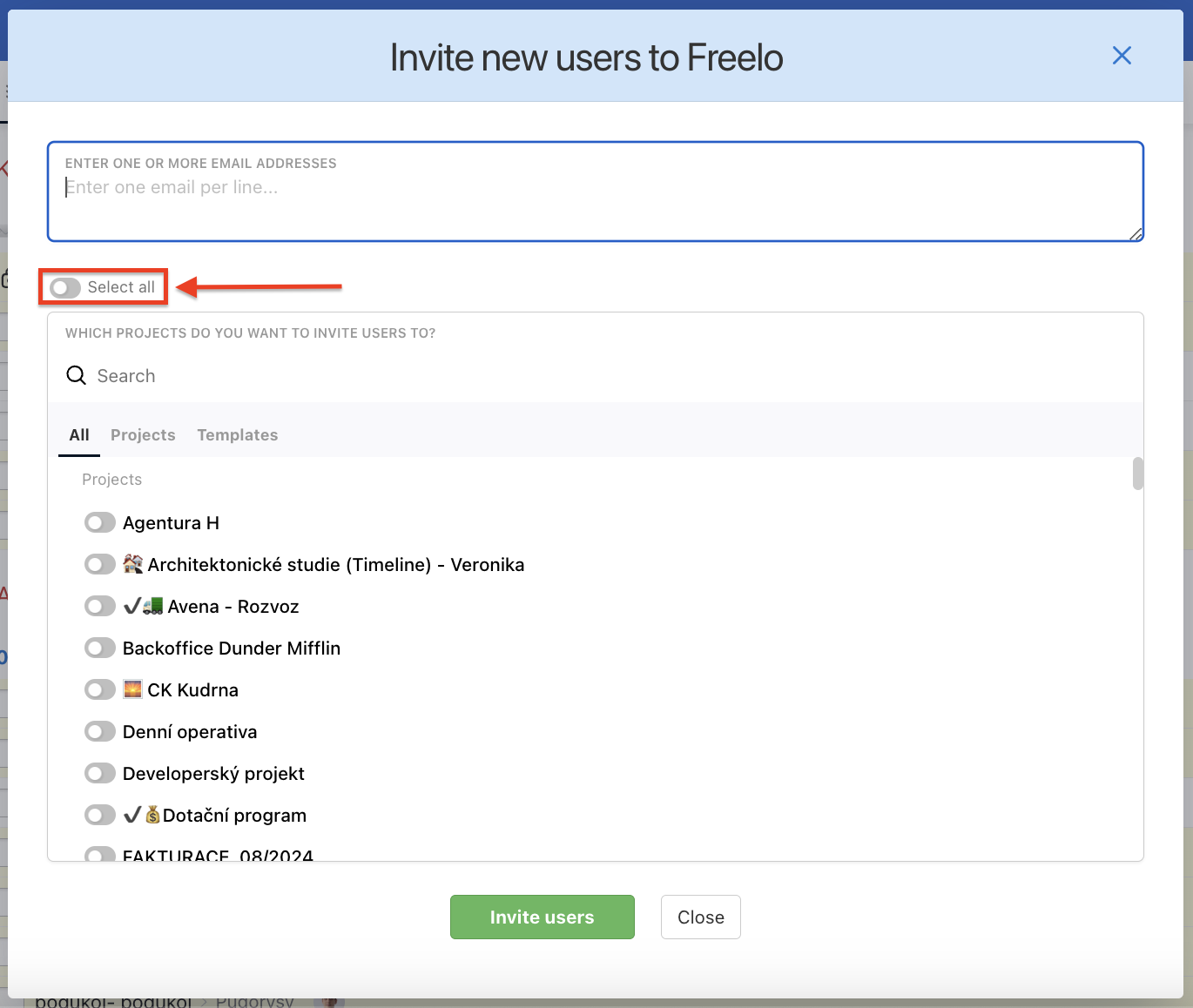 How to invite a new user to Freelo and to more projects.