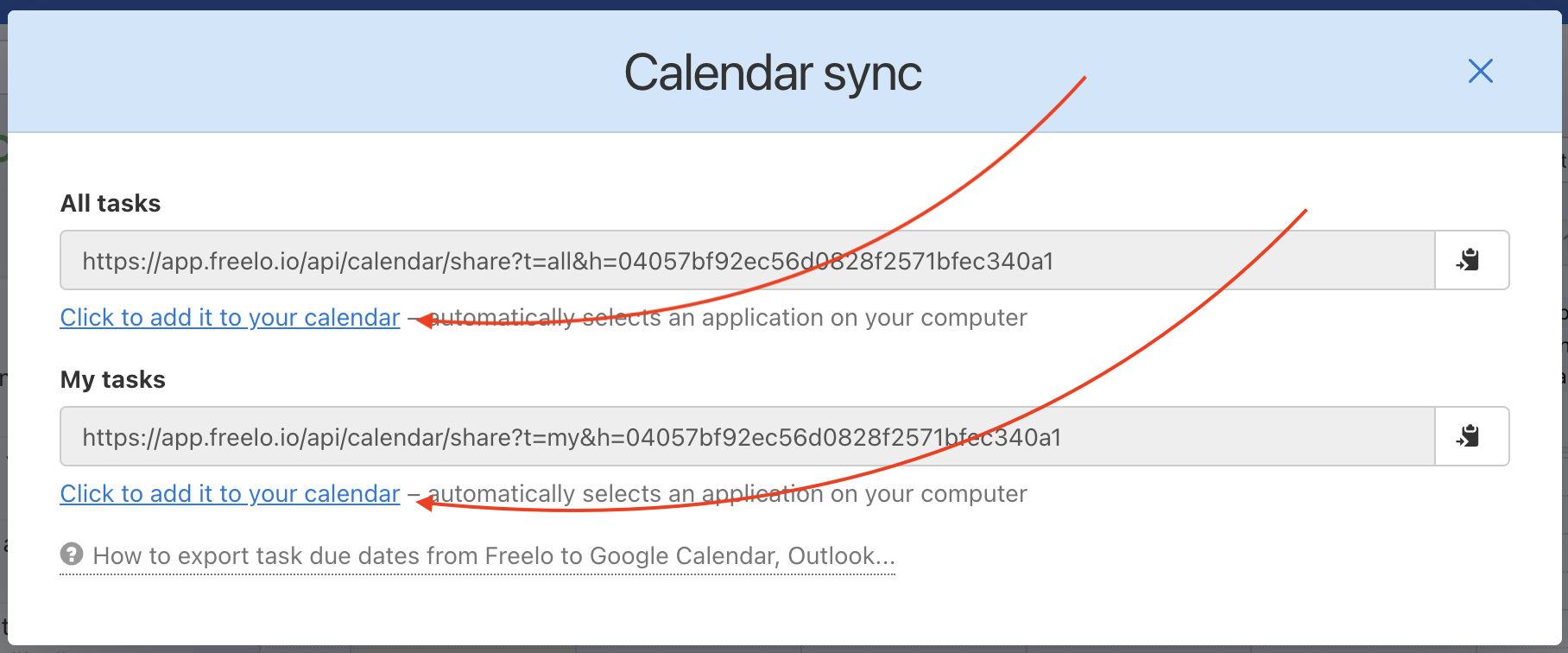 Choose which due dates you want to synchronize.