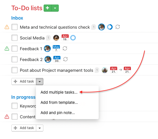 How to create tasks in bulk.