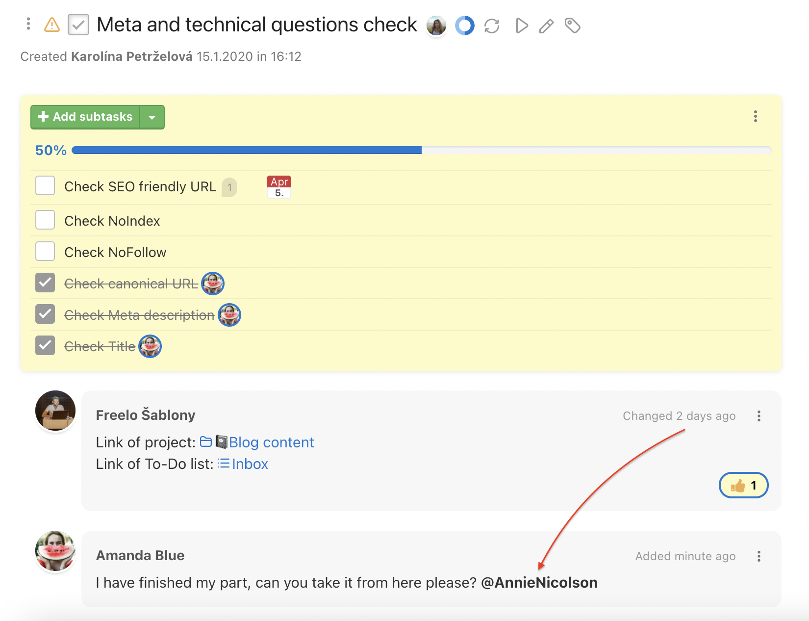 Example of discussion with mention.