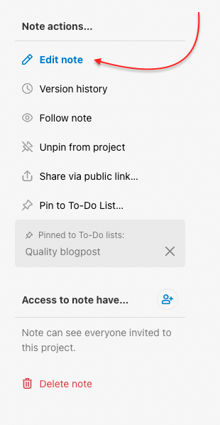 Go to Edit note in right column.