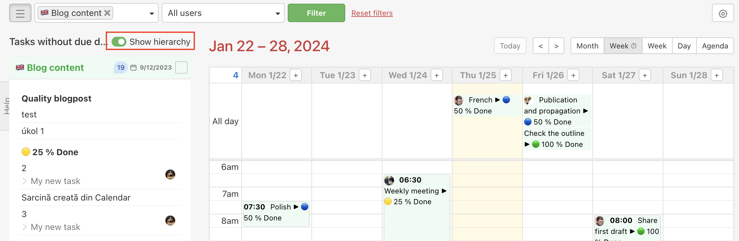 How to show parent tasks for subtasks in the Calendar.