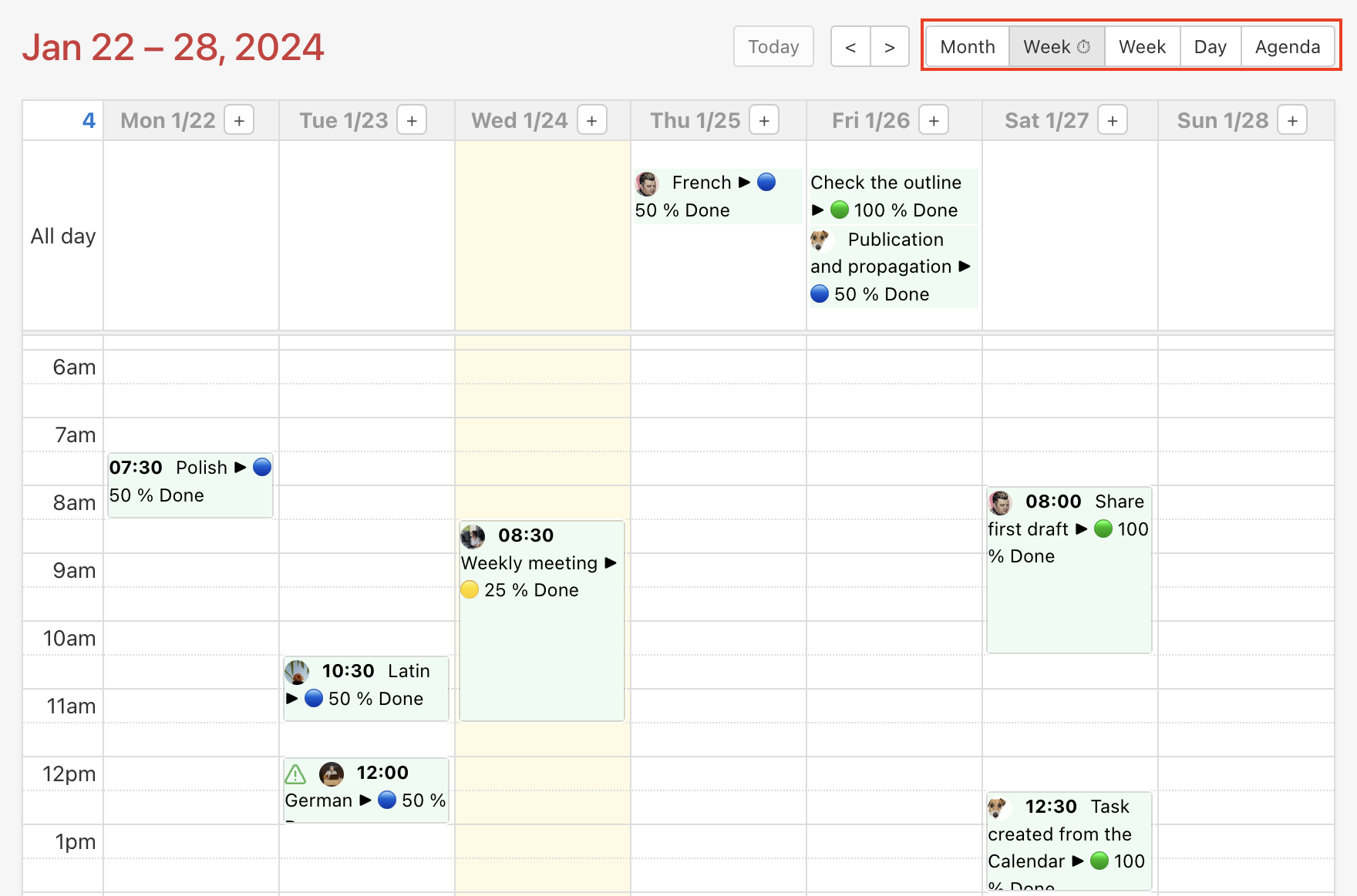 Change the calendar view. Month and Day option enables you to plan for particular times.