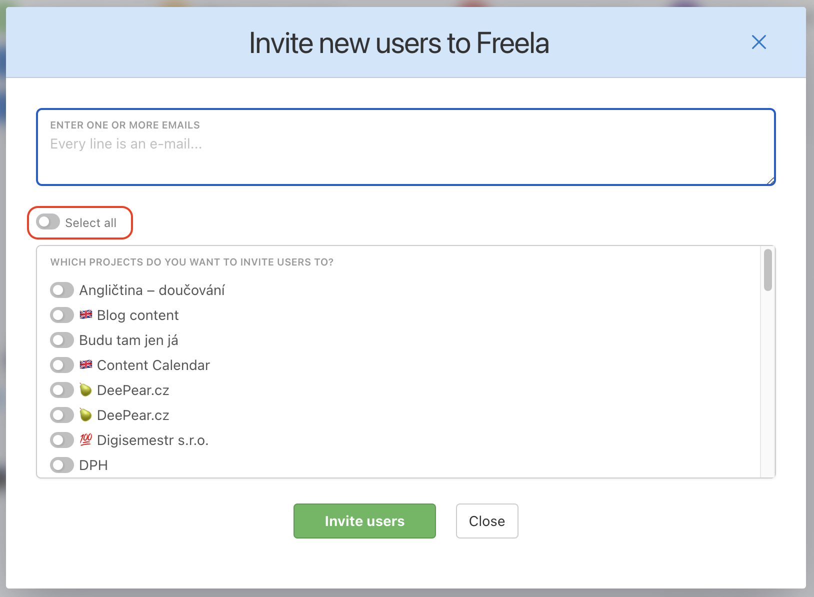 How to invite a new user to Freelo and to more projects.