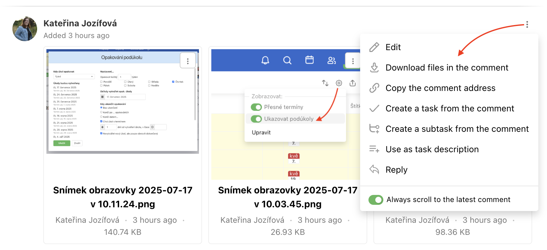 How to download all files in a given comment.