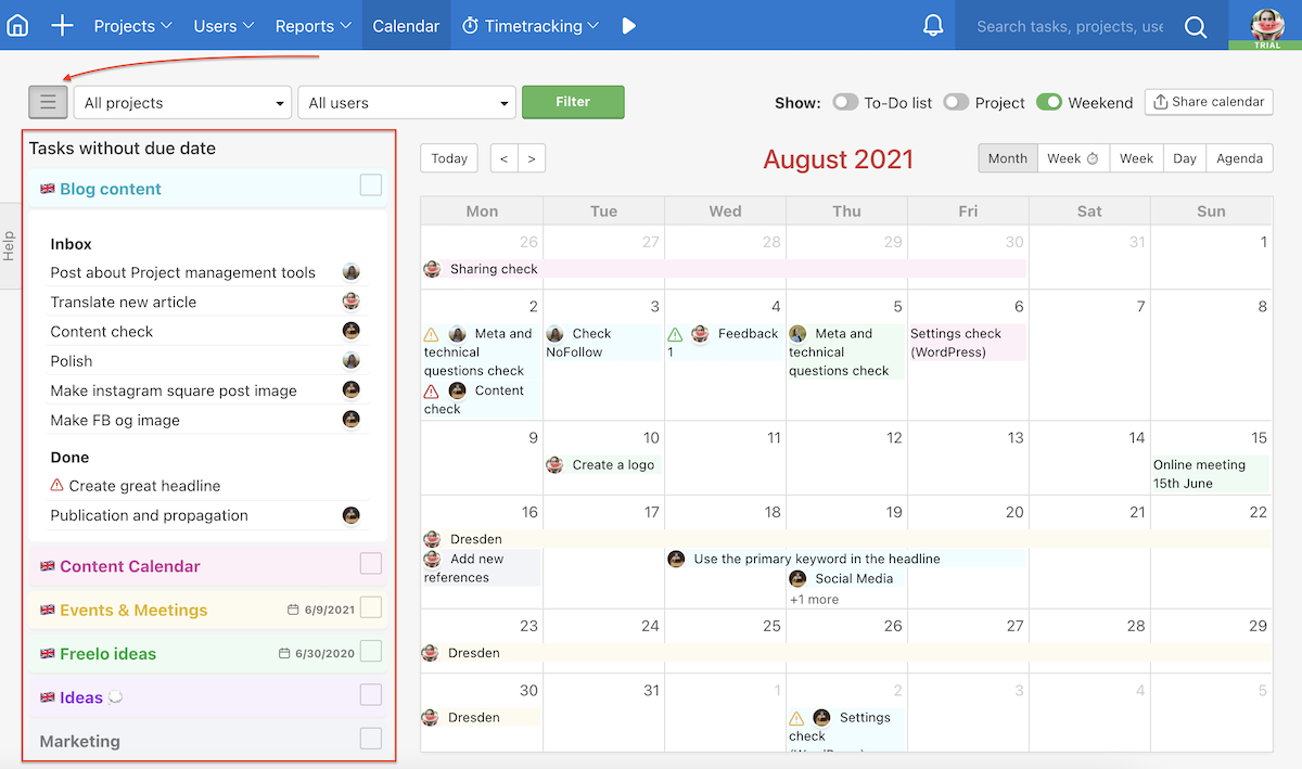 How to schedule task due date in Calendar.