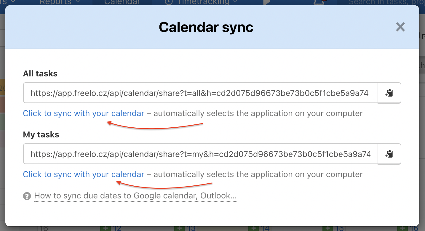 Choose which due dates you want to synchronize.