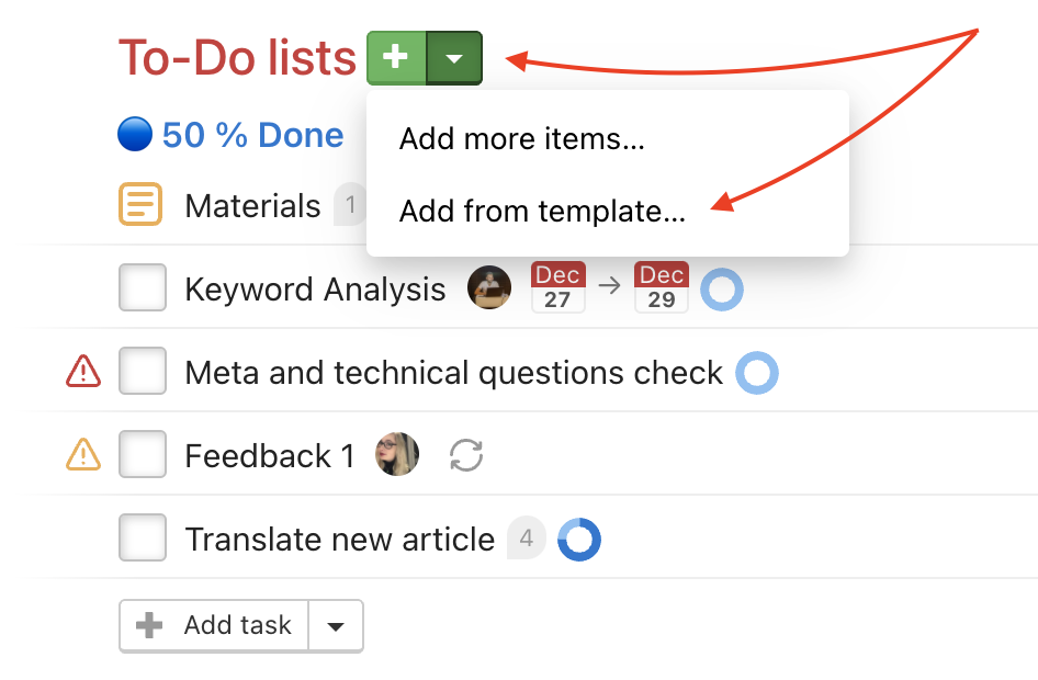 Sample how to add To-Do list with tasks to Freelo.