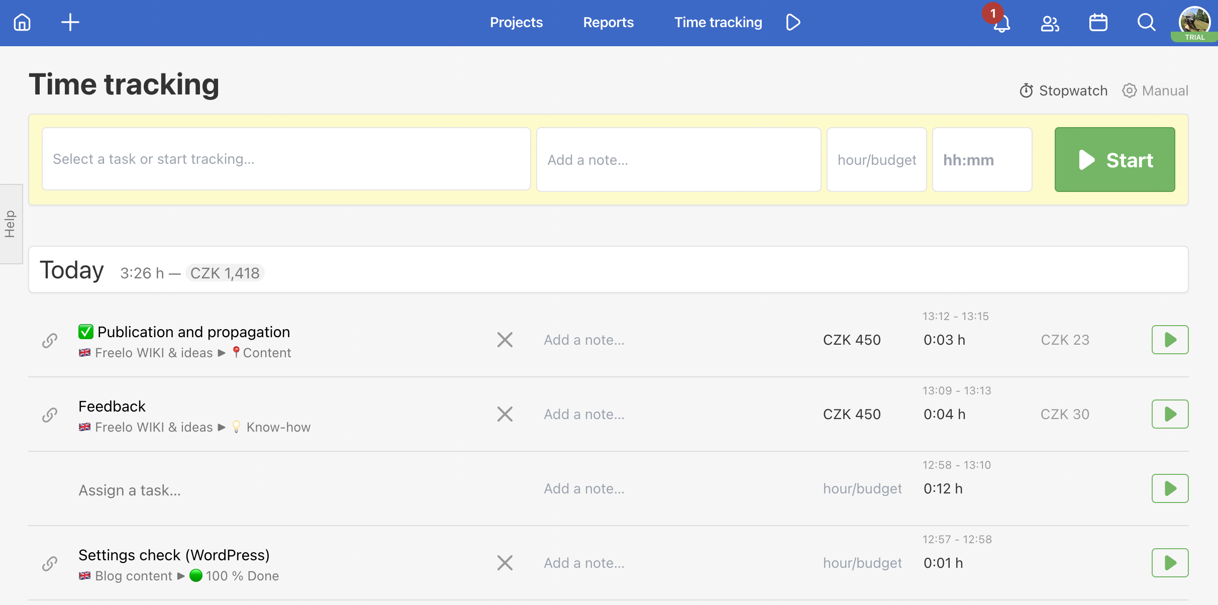 Overview of all tracking.