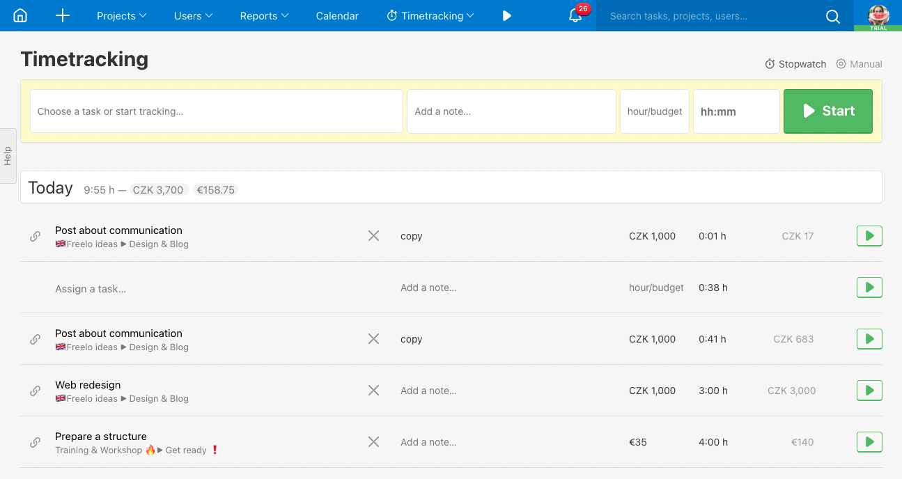 Overview of all tracking.