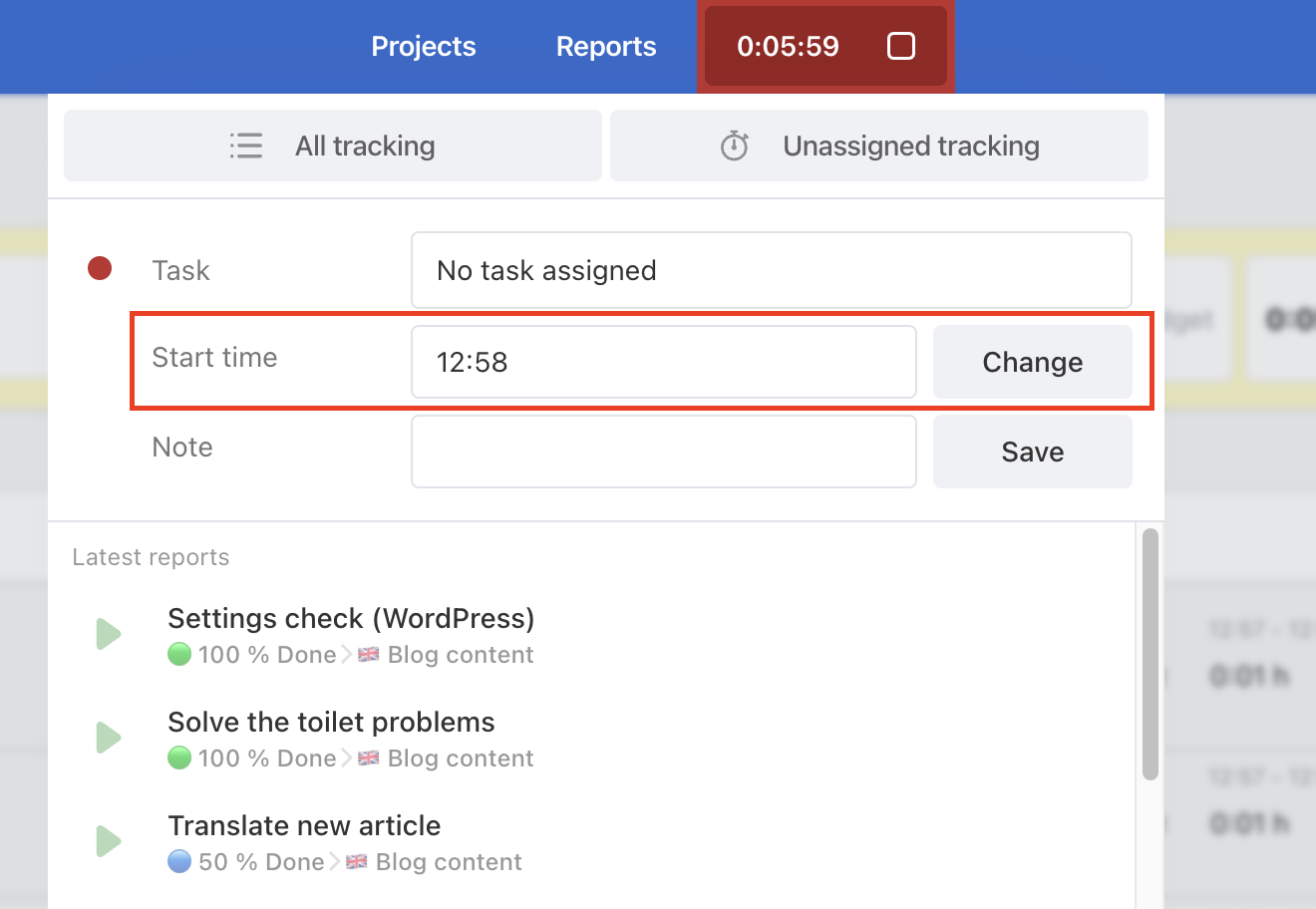 How to edit the beginning of tracking.