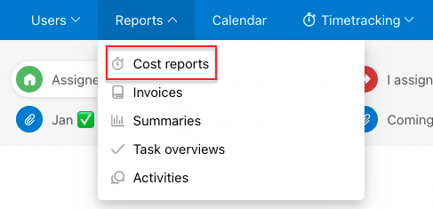 Go to section Reports > Cost reports.