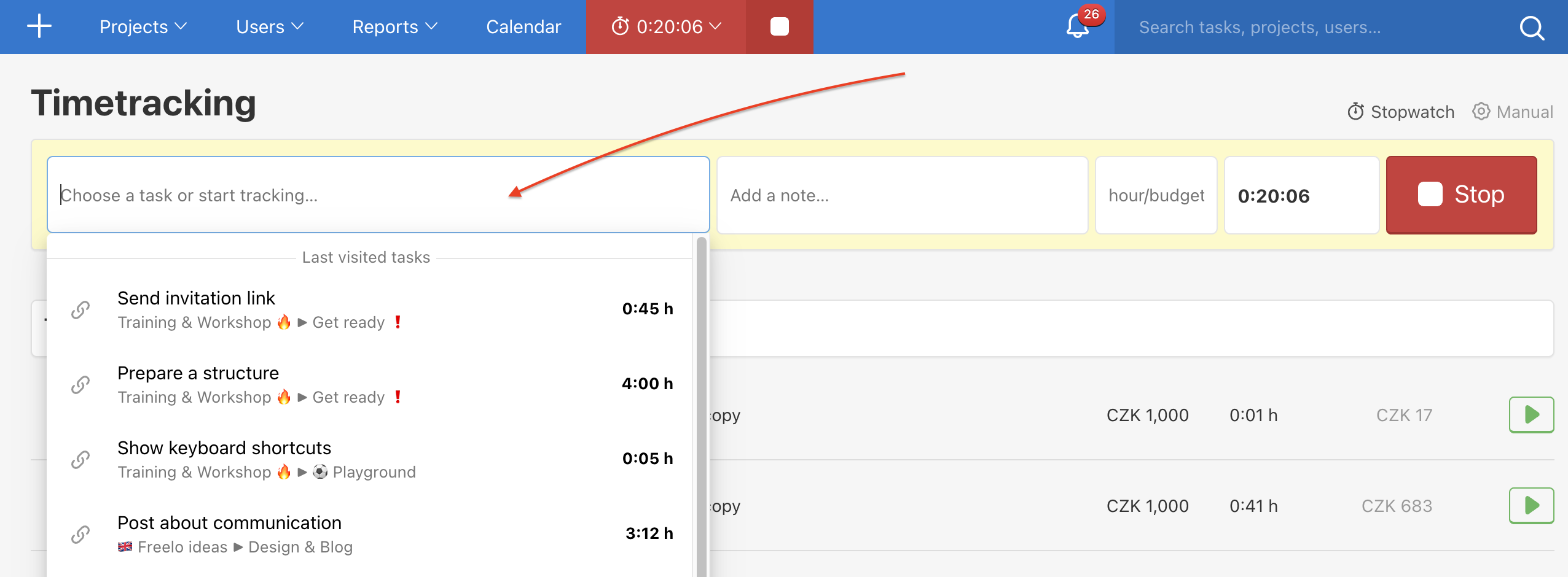 How to add task to unassigned time tracking.