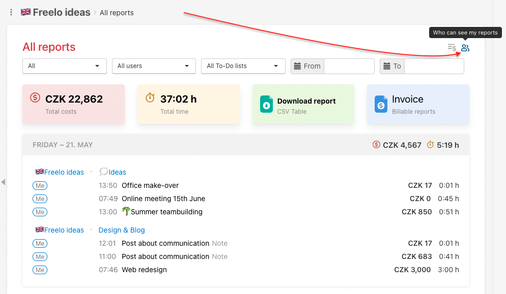 How to share own reports with another team members.