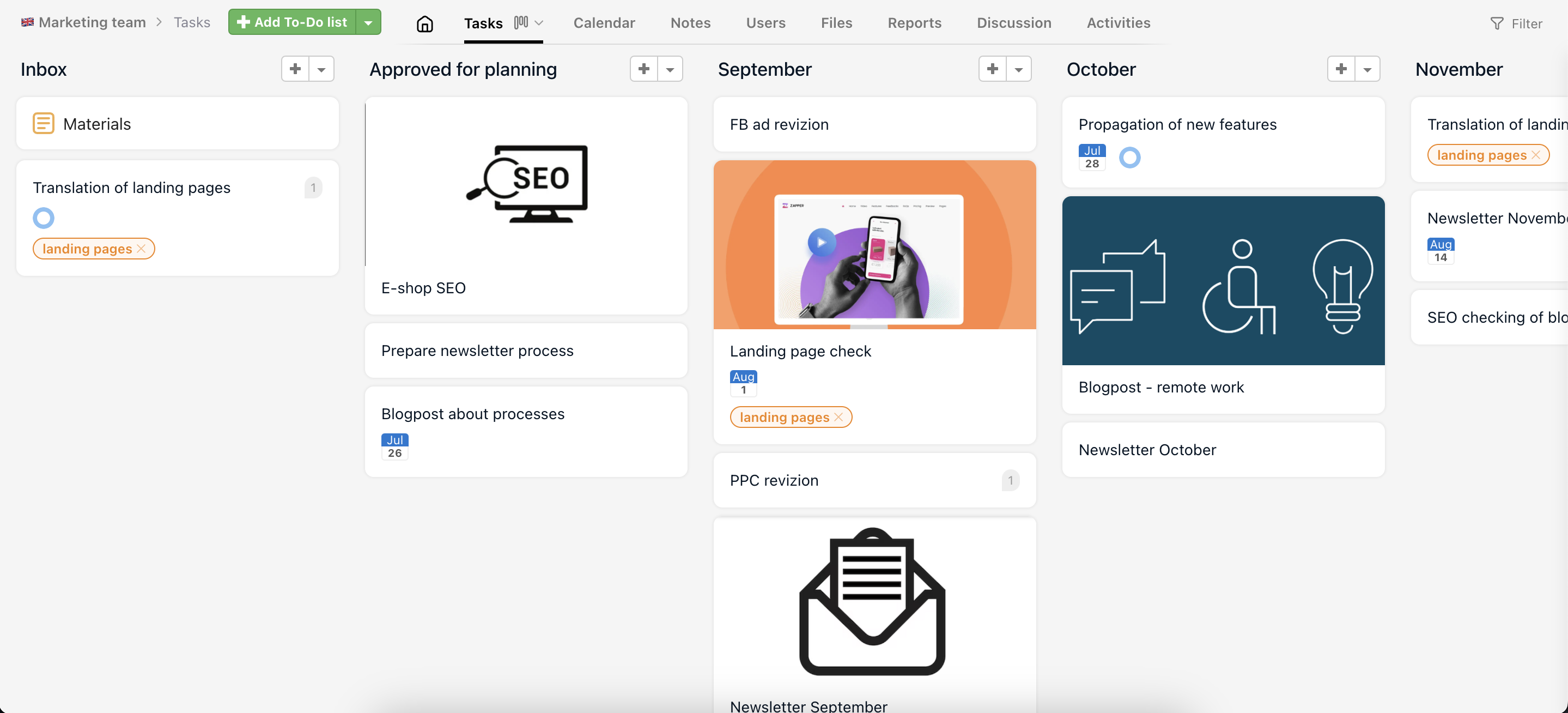 Example of a kanban project.