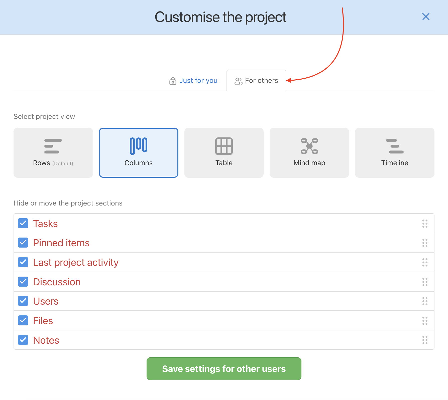 There is an option to set the view to Kanban for all users in the project.