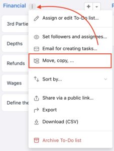 How to move or copy a To-Do list.