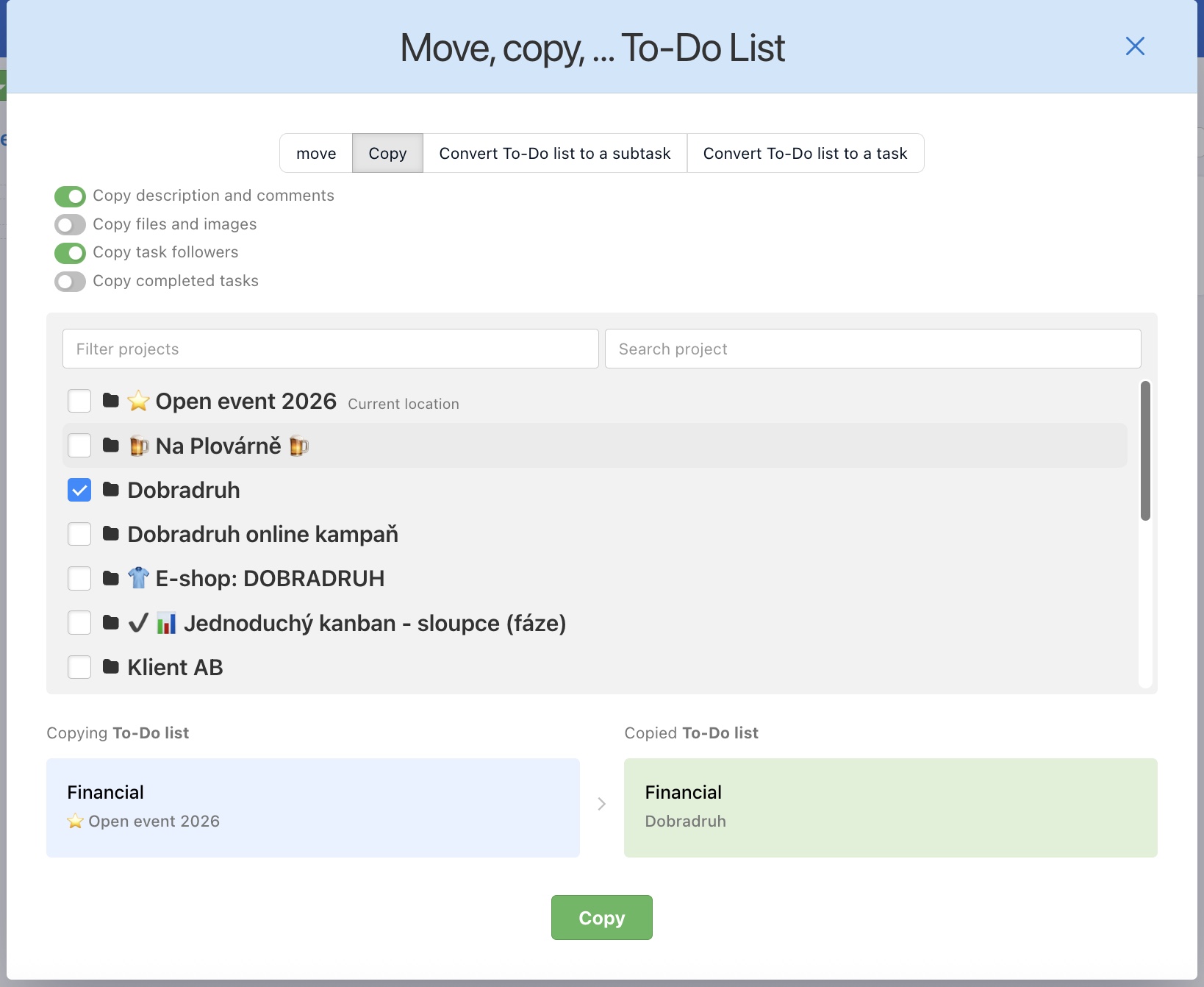 How to Copy a To-Do list.