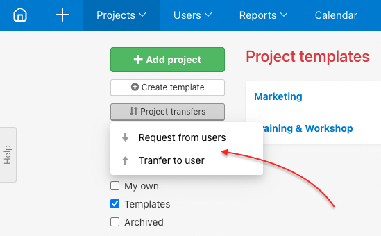 Request the project transfer or transfer the project directly.