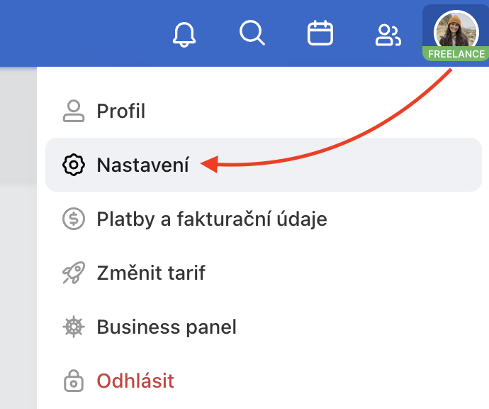 Nejdříve přejdi do sekce Nastavení přes svůj profil.