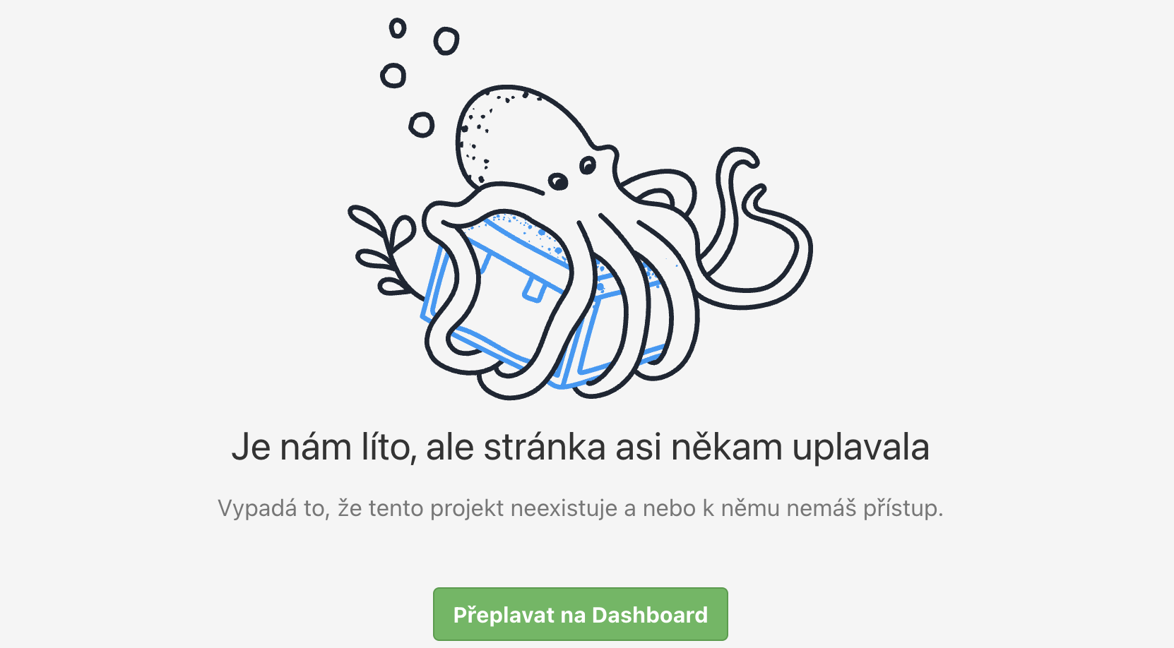 Hláška, která se uživateli zobrazí po odebrání přístupu do projektu.