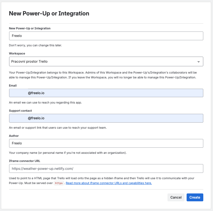 Example of the Power-Up form.