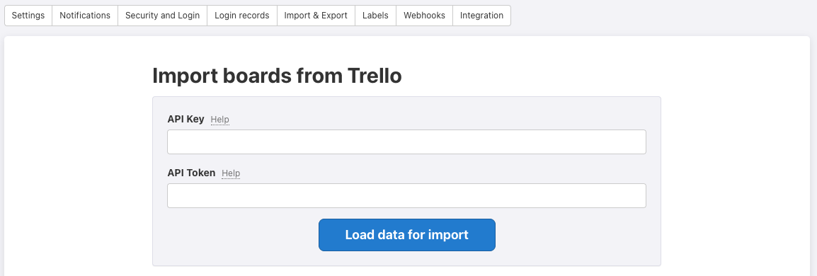 Enter the Trello API Key and API Token to Freelo.