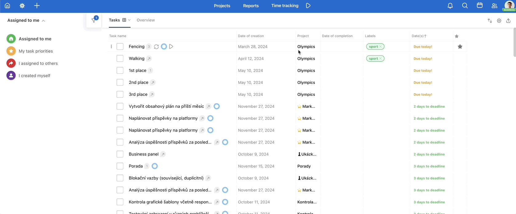 Example of working with Dashboard table view.