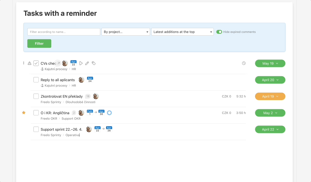 See and edit all reminders in one place.