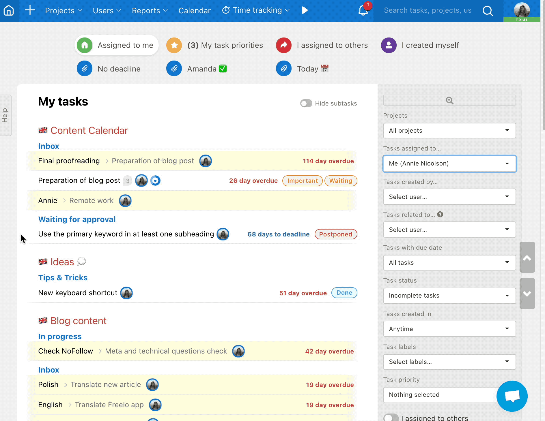 How to add a task to My task priorities on Dashboard.
