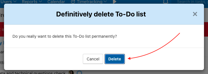 Confirm deleting To-Do list.
