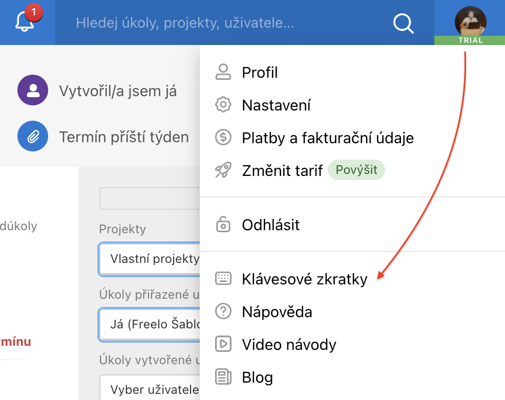 Přehled klávesových zkratek ve Freelu.