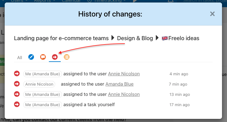 You can check the history of assigned users via History in right menu.