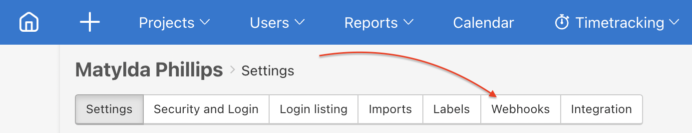 Find section Webhooks in your Settings.