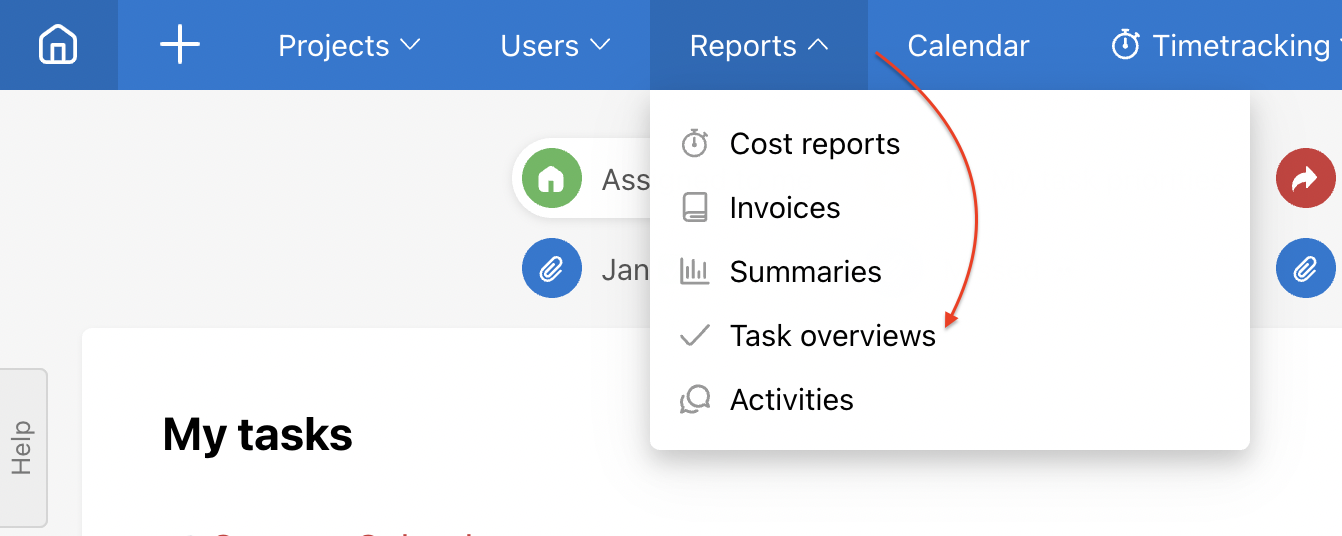 Go to section Reports and Task overviews.